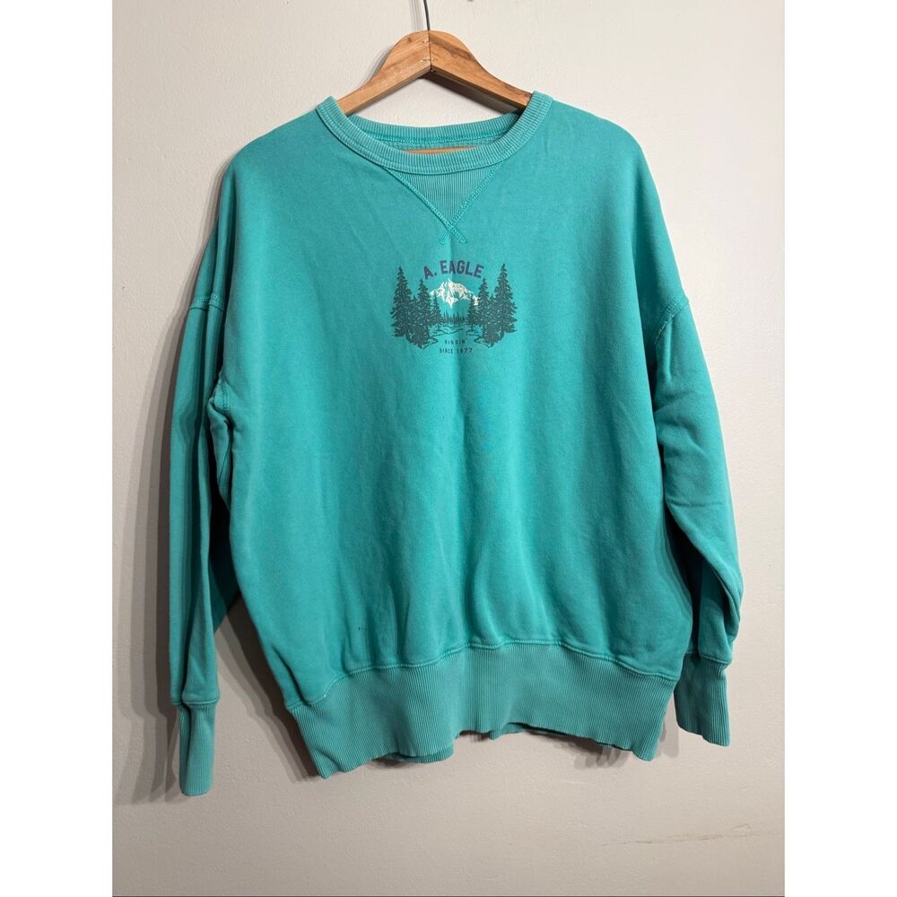 American‎ Eagle Green Relaxed Oversized Fit Crew Neck Sweatshirt Size Small
